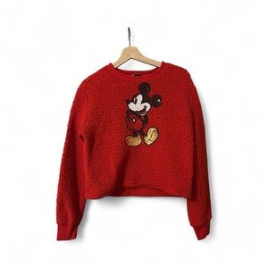 Disney Vibrant Red Fuzzy Fleece Sweater